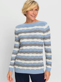 Pull à manches longues superbe motif tricoté