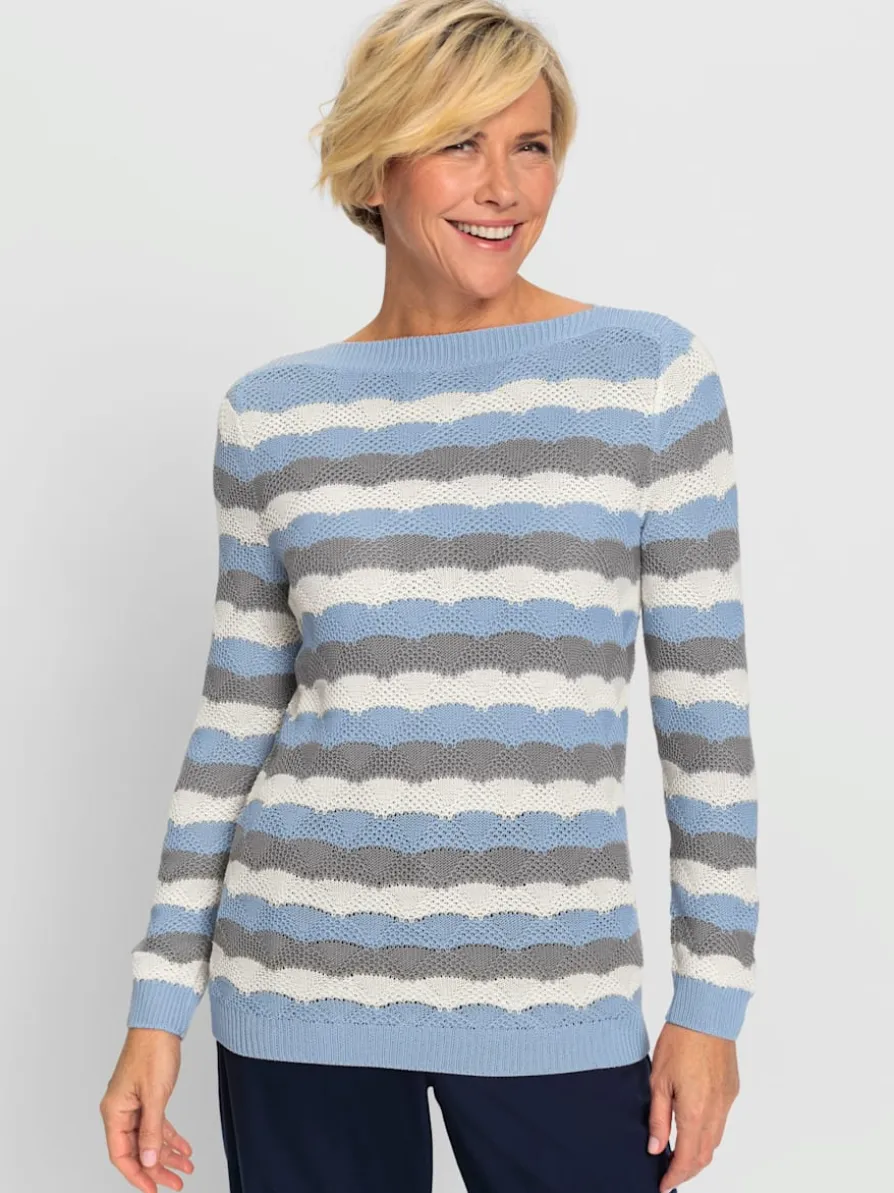 Pull à manches longues superbe motif tricoté