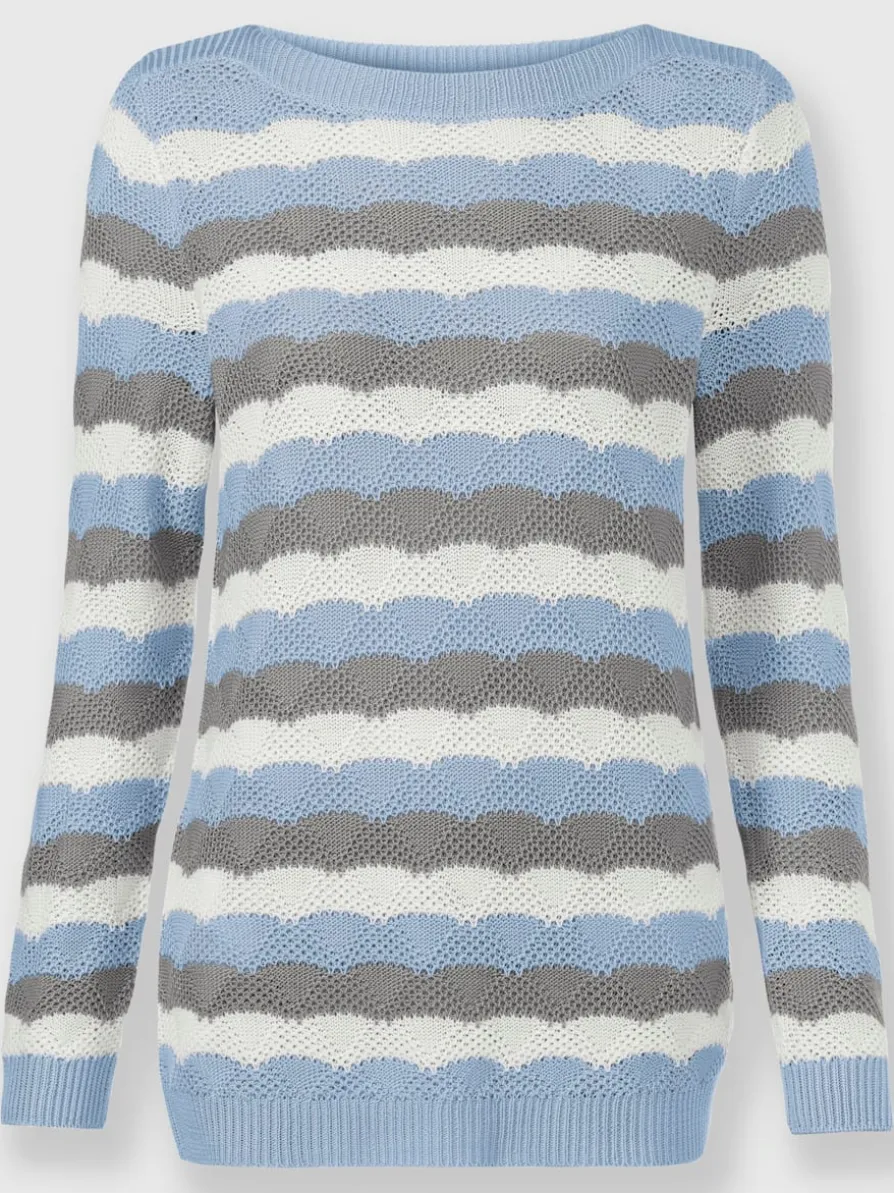 Pull à manches longues superbe motif tricoté