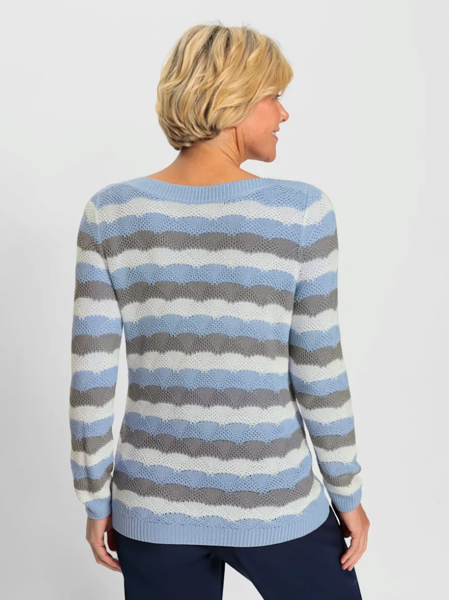 Pull à manches longues superbe motif tricoté