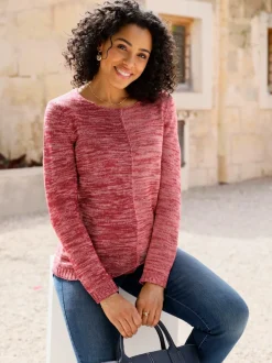 Pull à manches longues tricot chiné
