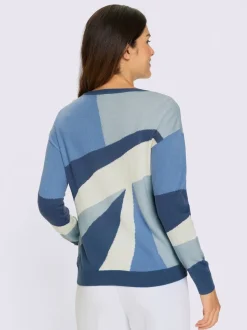 Pull à manches longues tricot intarsia de qualité