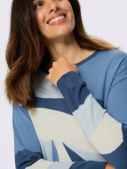 Pull à manches longues tricot intarsia de qualité
