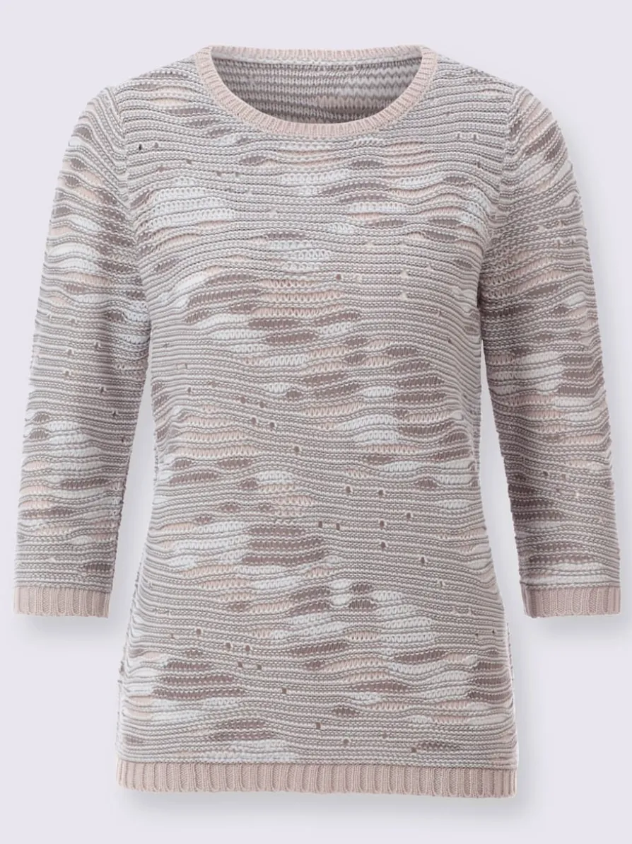 Pull à manches 3/4 superbe motif tricoté
