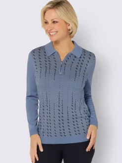 Pull polo superbe mélange jacquard devant
