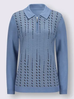 Pull polo superbe mélange jacquard devant