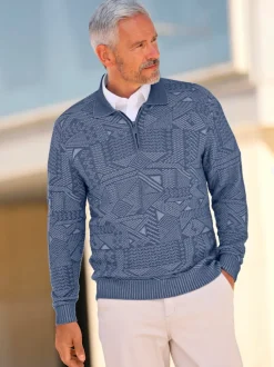 Pull polo tricot jacquard de qualité