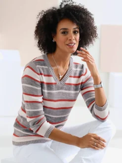Pull à rayures maille perlée attrayante