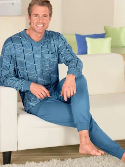 Pyjama tendance à motifs, coton doux et col v