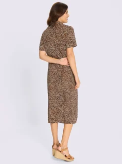 Robe-chemisier coulisse avec lien à nouer à la taille