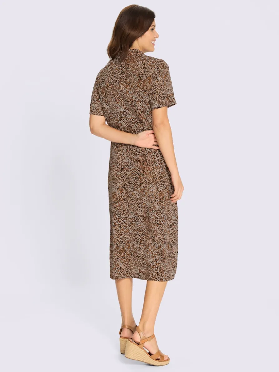 Robe-chemisier coulisse avec lien à nouer à la taille