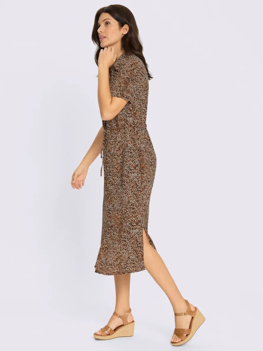 Robe-chemisier coulisse avec lien à nouer à la taille