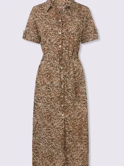 Robe-chemisier coulisse avec lien à nouer à la taille