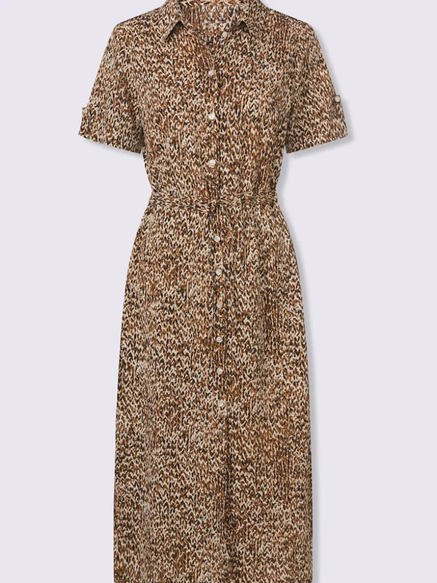 Robe-chemisier coulisse avec lien à nouer à la taille