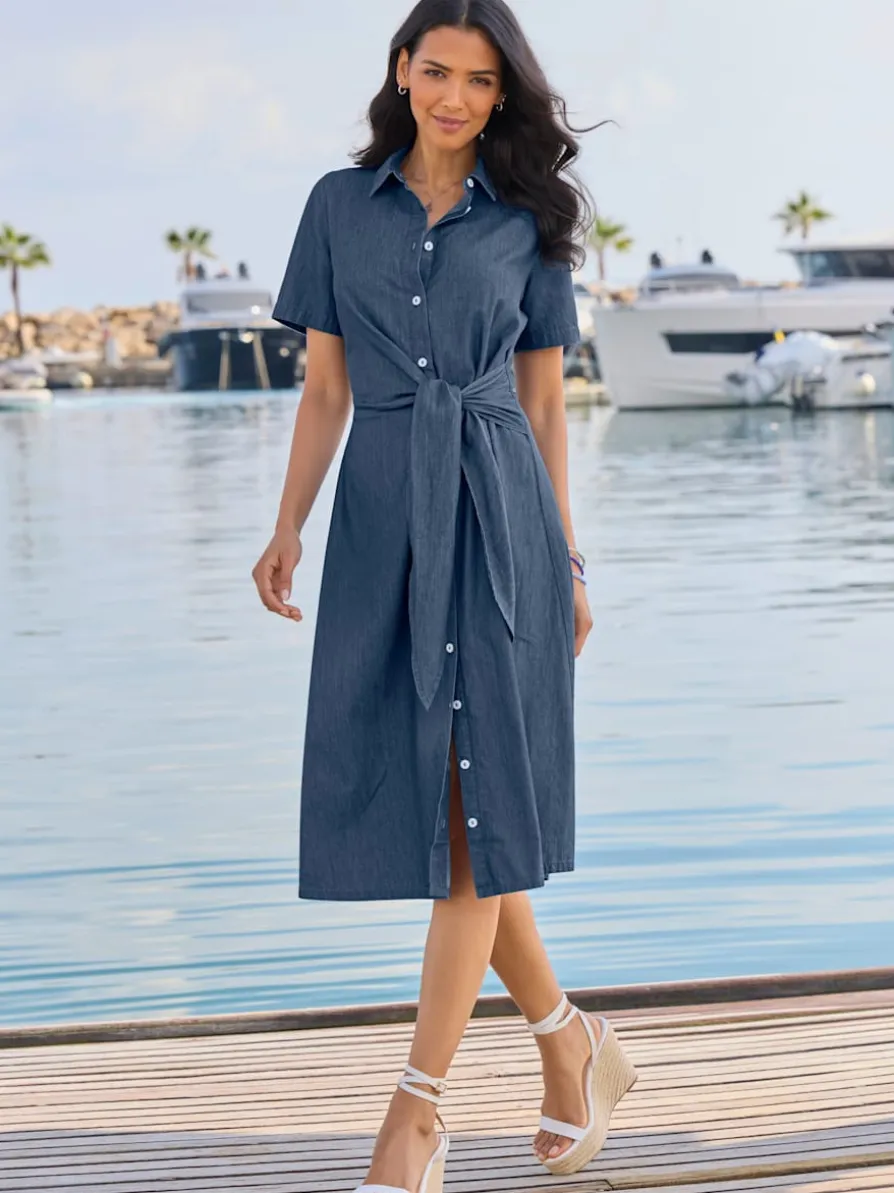 Robe en jean superbe aspect cache-cœur