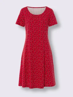 Robe en jersey encolure ronde passepoilée