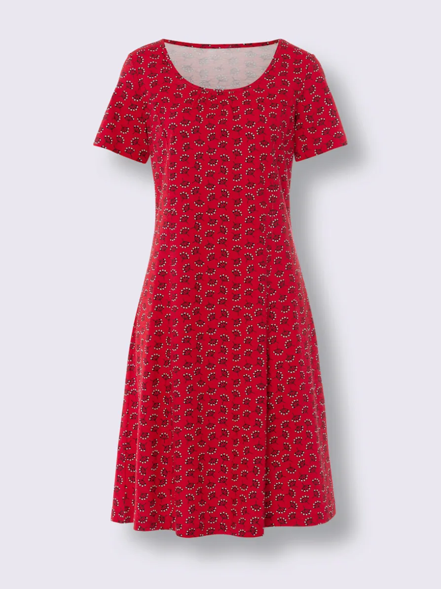 Robe en jersey encolure ronde passepoilée