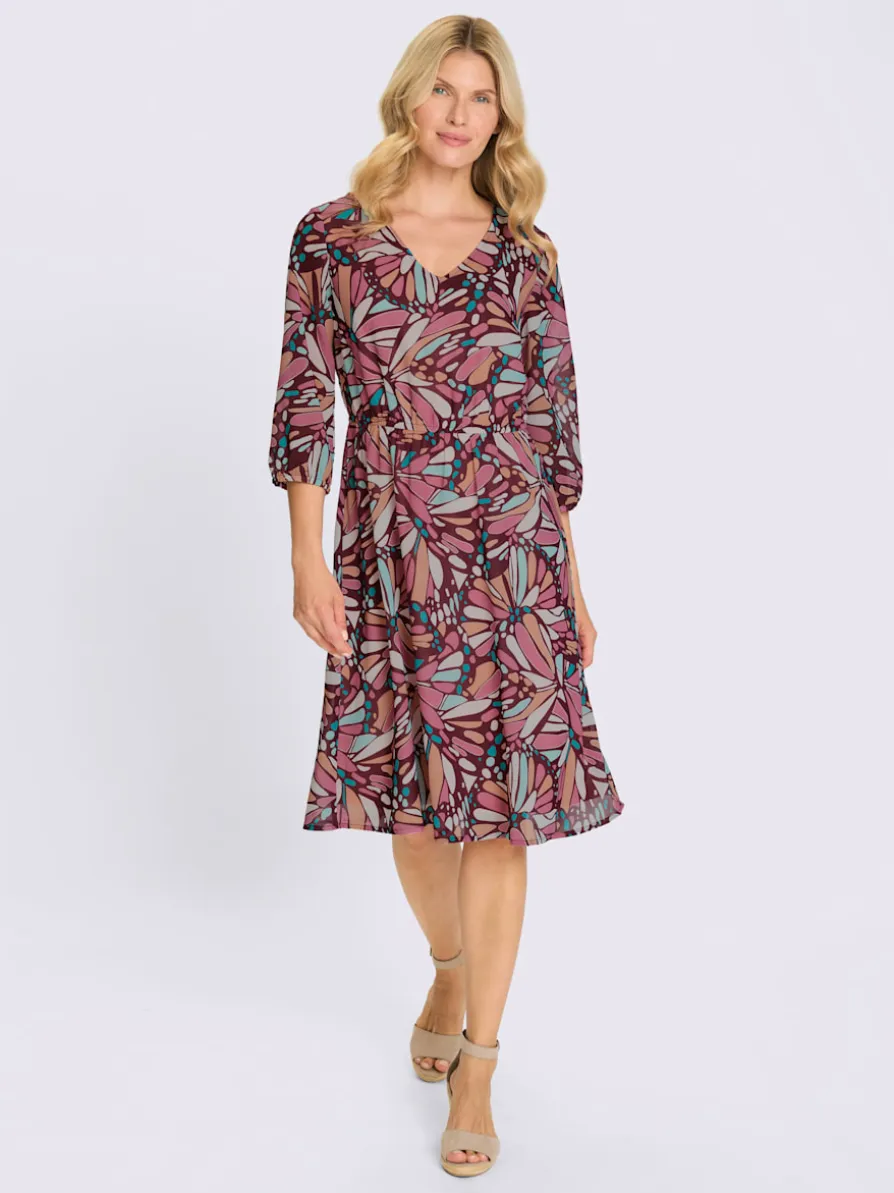 Robe imprimée bords extensibles aux manches
