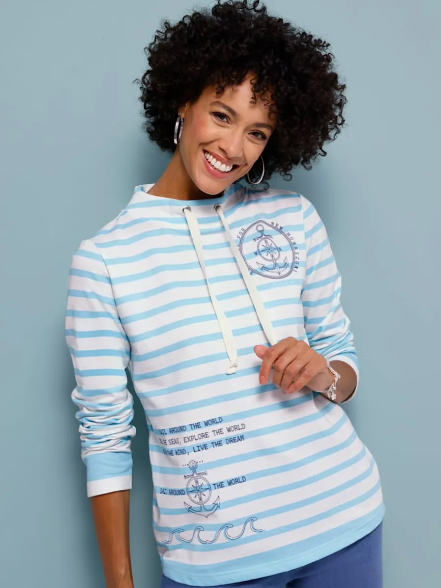 Sweatshirt large col montant avec coulisse