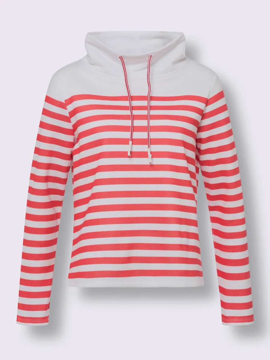 Sweatshirt large col roulé avec lien à nouer