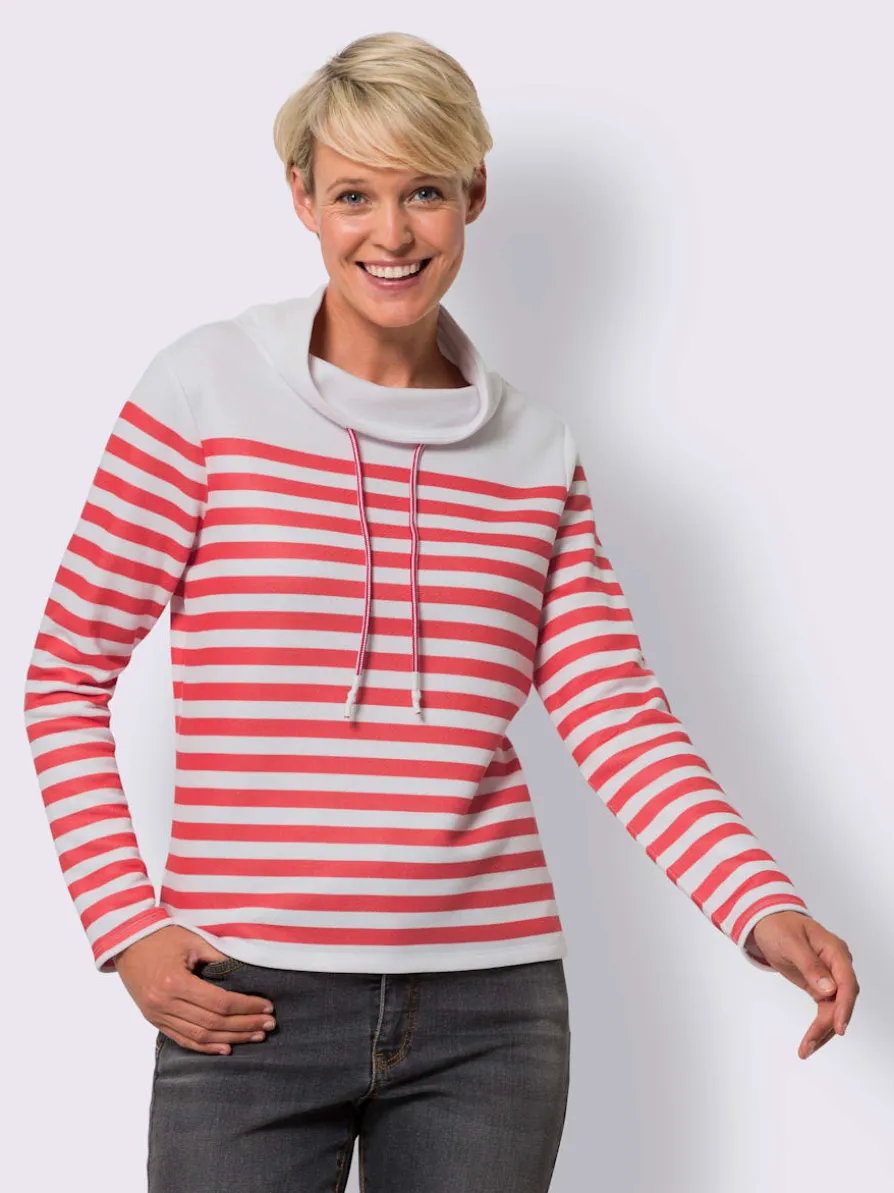 Sweatshirt large col roulé avec lien à nouer