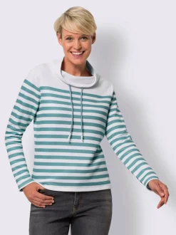 Sweatshirt large col roulé avec lien à nouer