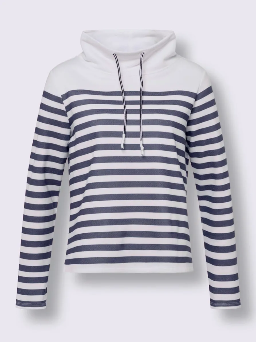 Sweatshirt large col roulé avec lien à nouer