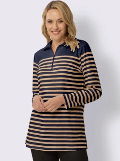 Sweatshirt long col à revers avec glissière