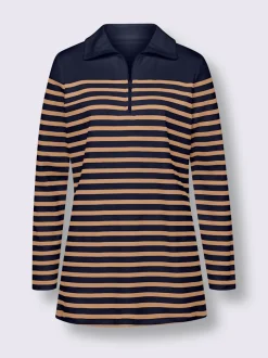 Sweatshirt long col à revers avec glissière
