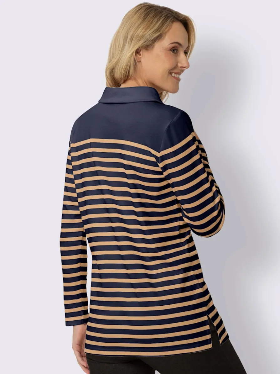 Sweatshirt long col à revers avec glissière
