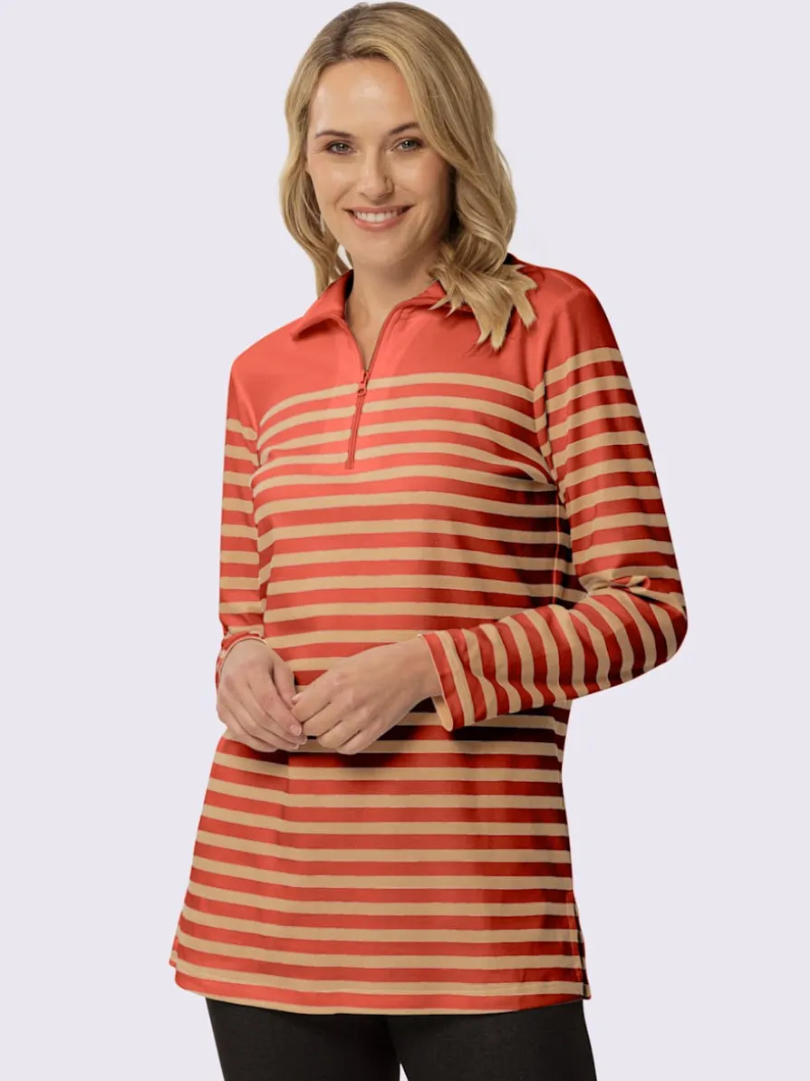 Sweatshirt long col à revers avec glissière