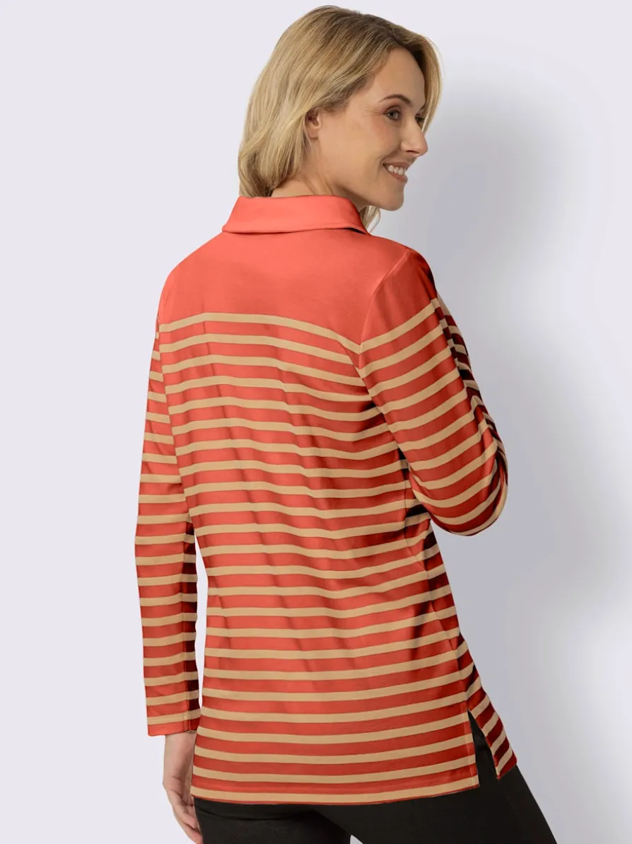Sweatshirt long col à revers avec glissière