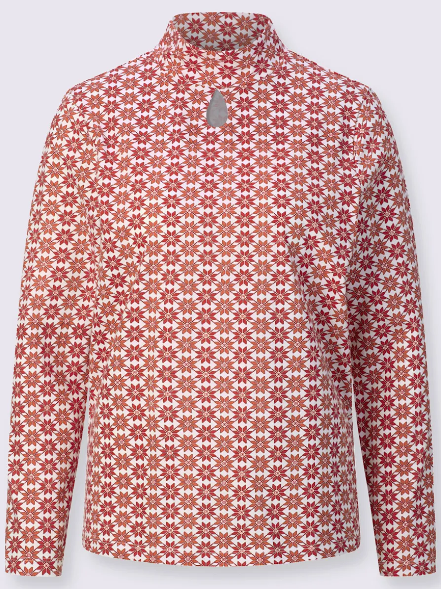 T-shirt à col montant col montant tendance avec fente en forme de goutte