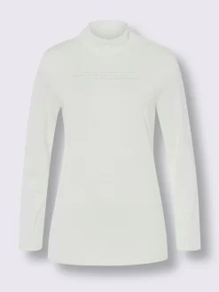 T-shirt à col montant petites pierres brillantes fantaisie