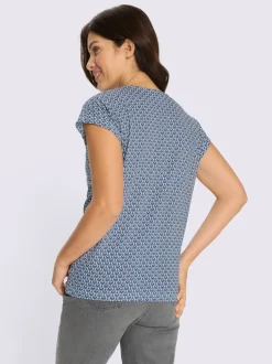 T-shirt à encolure ronde coupe décontractée aux épaules