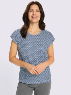 T-shirt à encolure ronde coupe décontractée aux épaules