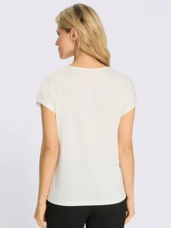 T-shirt à encolure ronde imprimé feuille doré