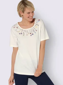 T-shirt à encolure ronde joli imprimé à l'encolure