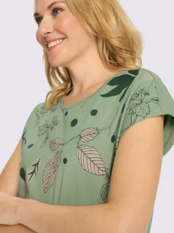 T-shirt à encolure ronde mancherons tendance