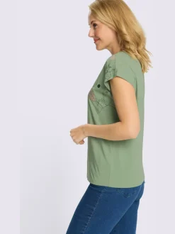 T-shirt à encolure ronde mancherons tendance
