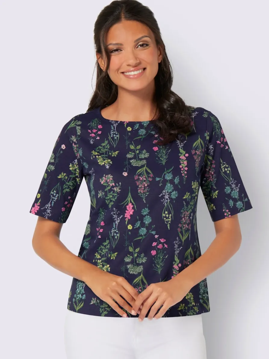 T-shirt à encolure ronde motif floral