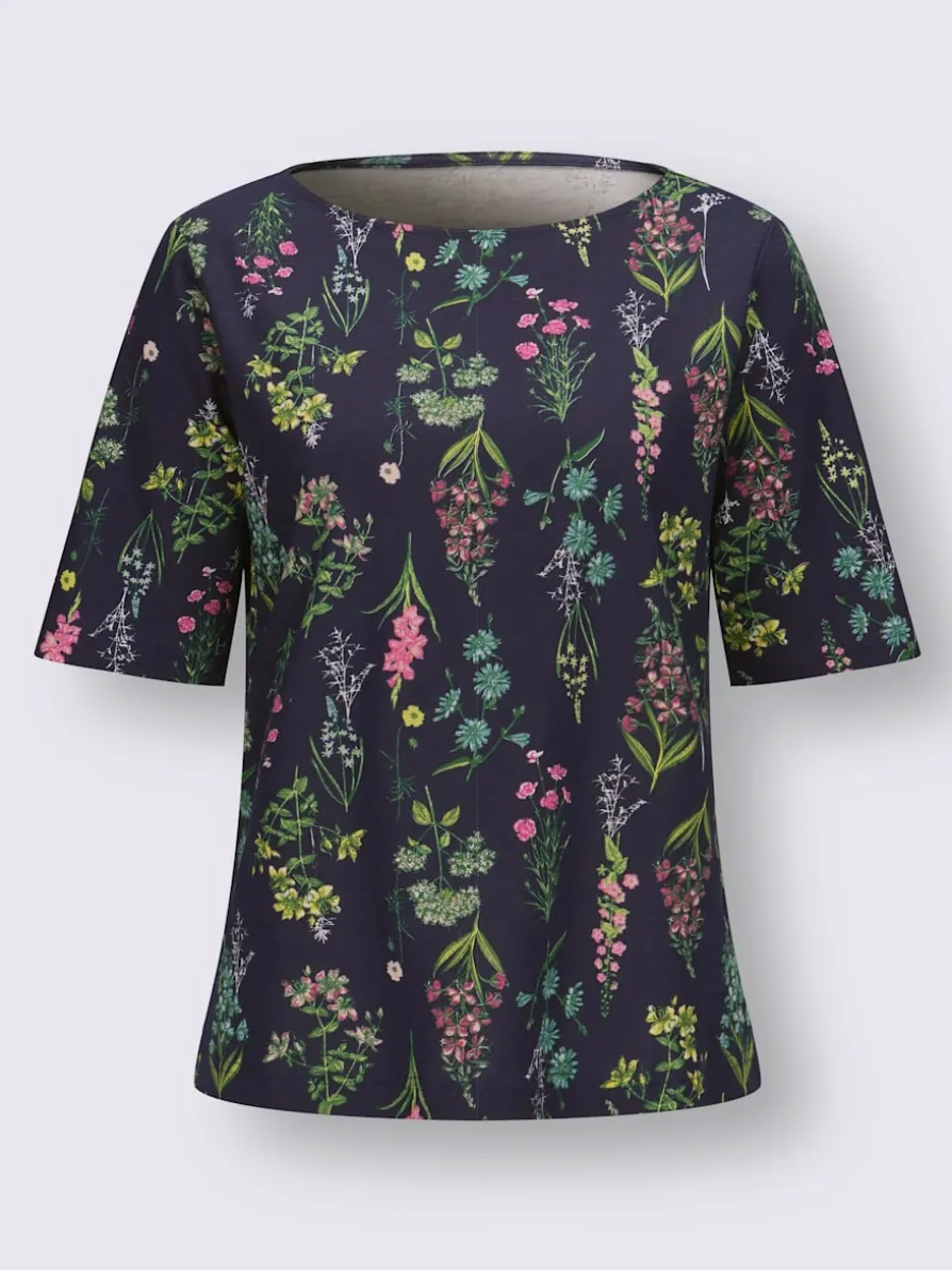 T-shirt à encolure ronde motif floral