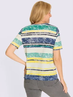 T-shirt à encolure ronde motif à rayures tendance