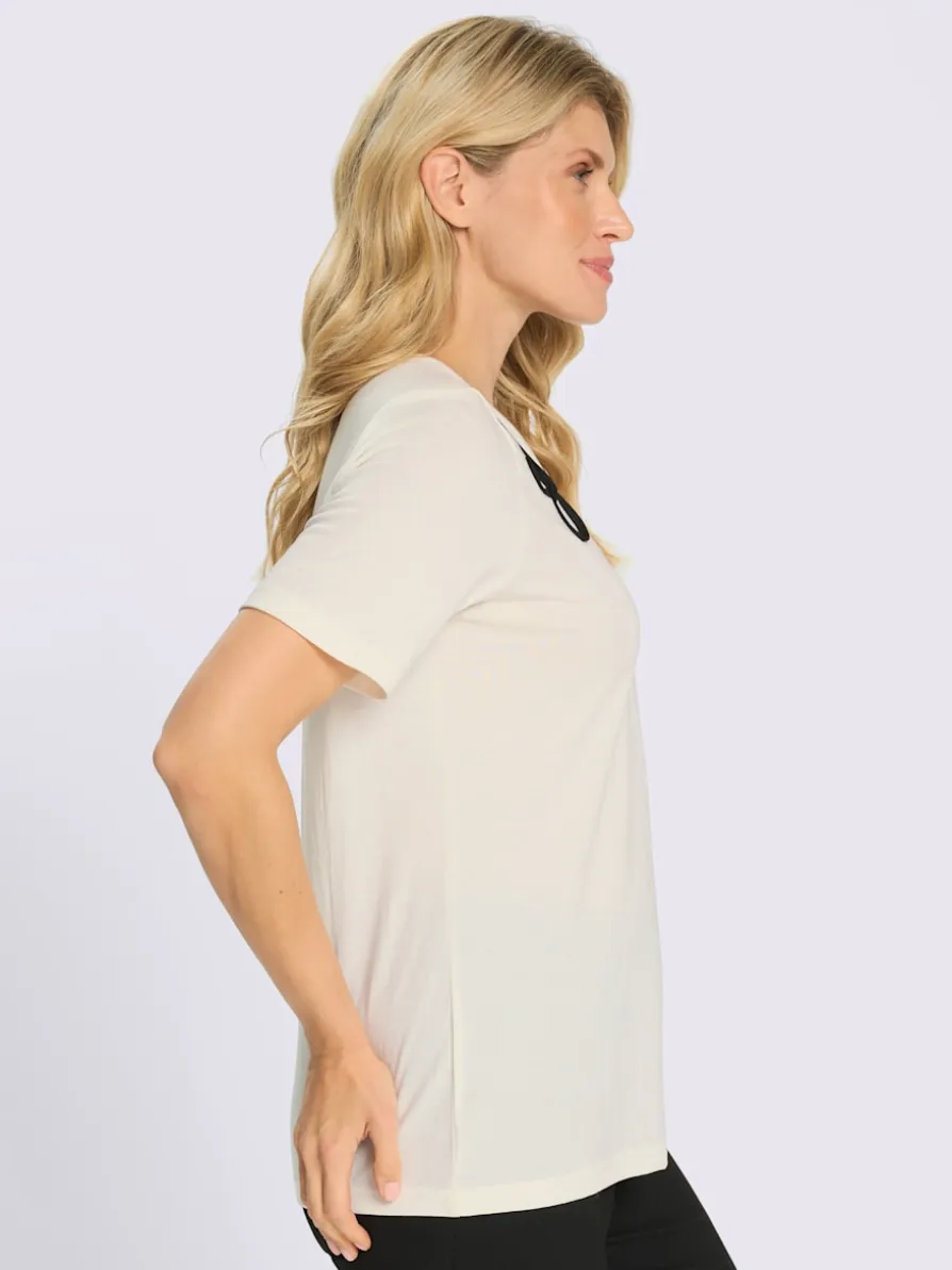 T-shirt à encolure ronde passepoil contrastant à l'encolure