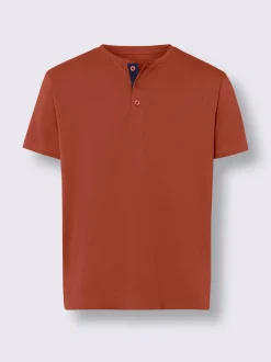 T-shirt à encolure ronde patte de boutonnage courte