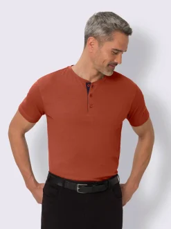 T-shirt à encolure ronde patte de boutonnage courte