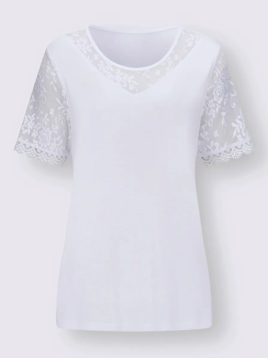 T-shirt en dentelle manches avec dentelle transparente