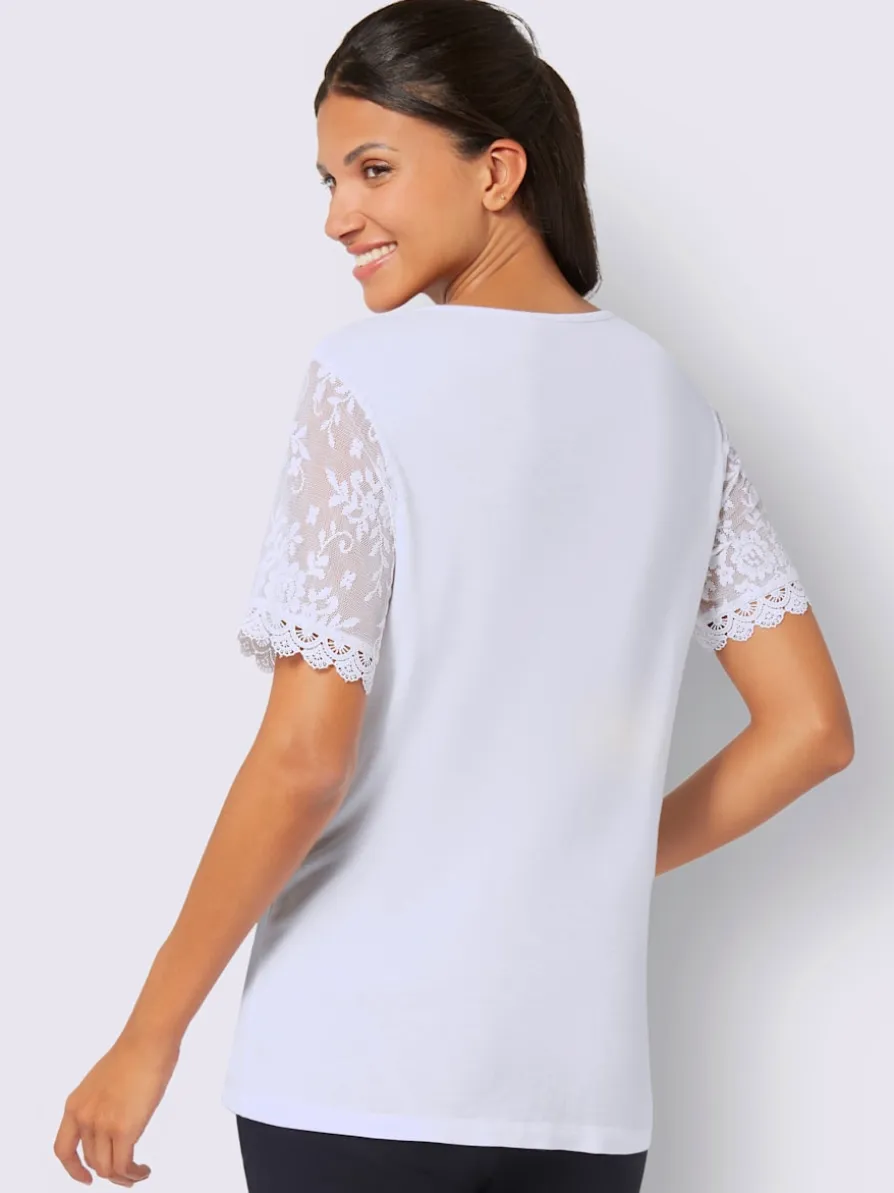 T-shirt en dentelle manches avec dentelle transparente