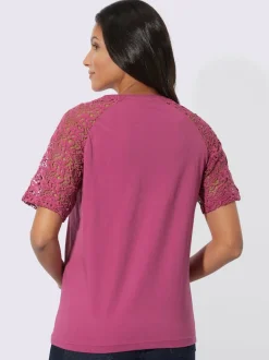 T-shirt en dentelle manches raglan courtes