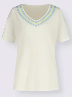 T-shirt en v joli imprimé à l'encolure